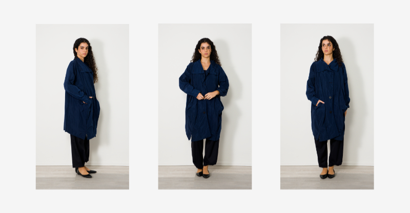 elena bella oversized navy blue trench coat