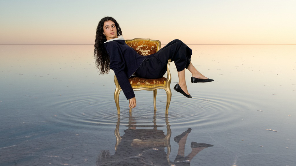 elena wearing the blue isa blouse