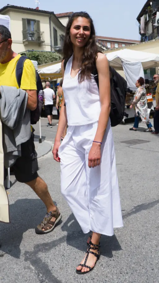 India white top and trousers
