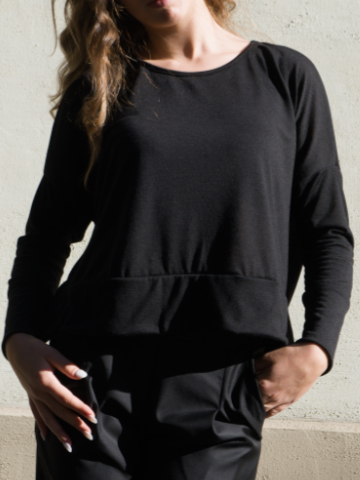 ISA Black Wool Blouse